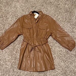 Brown Faux Leather Dress NWT